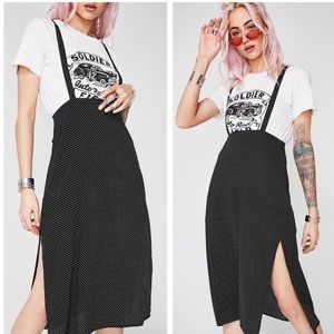 Honey Punch Polka Dot Suspender Dress Med
